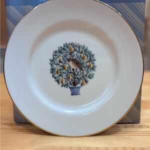 Avon White Dessert Plate with 14K Gold Rim 12 days of Christmas Set of 4